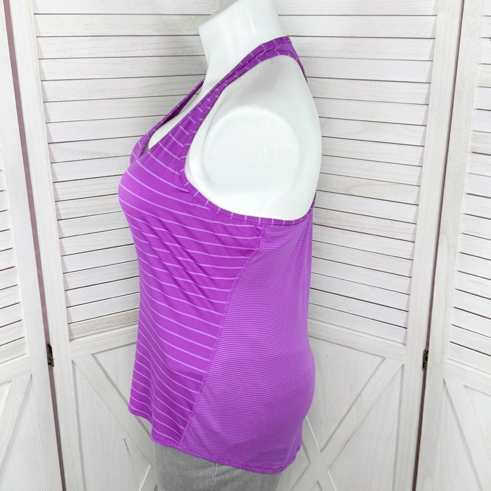 Athleta Chi Multi Stripe Racerback Tank Top Shirt Electric Purple XL - Picture 3 of 13